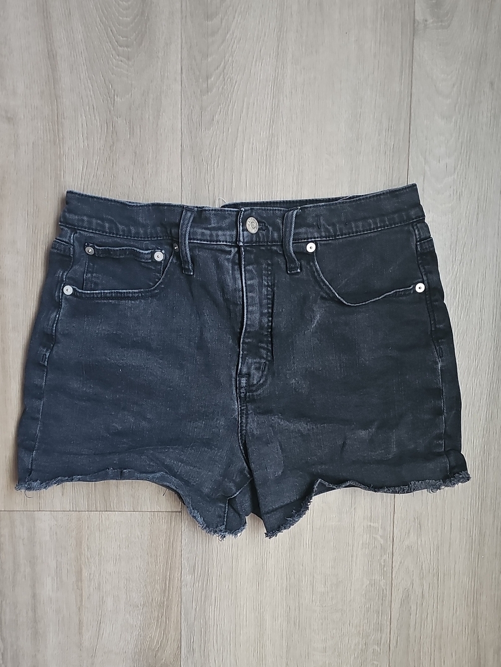 Madewell Black Washed High-Rise Denim Shorts